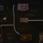 Artistic arrangement of circuit boards and cables symbolizes modern technology.